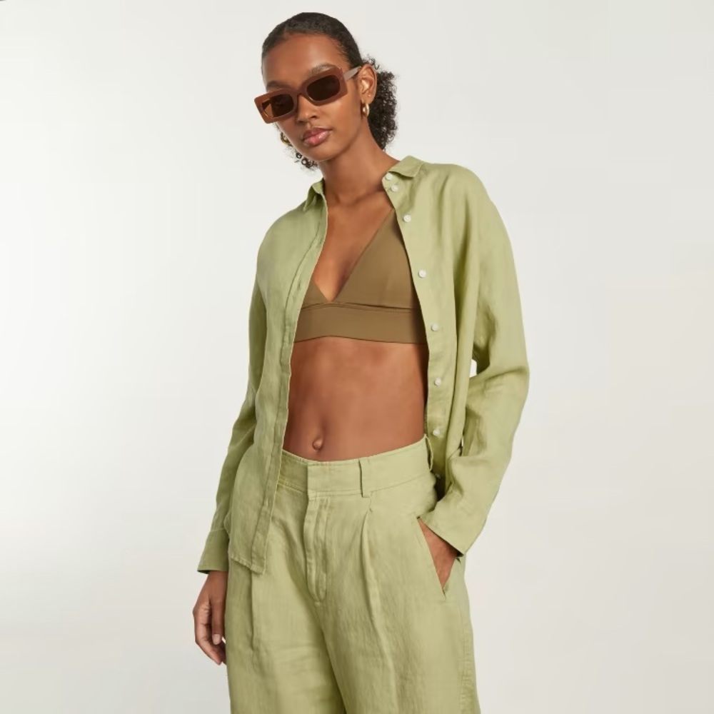 Everlane The Linen Relaxed Shirt in Leek